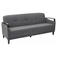 OSP Home Furnishings MST53-W12 Main Street Sofa in Charcoal Fabric and Dark Espresso Finish Wood Accents